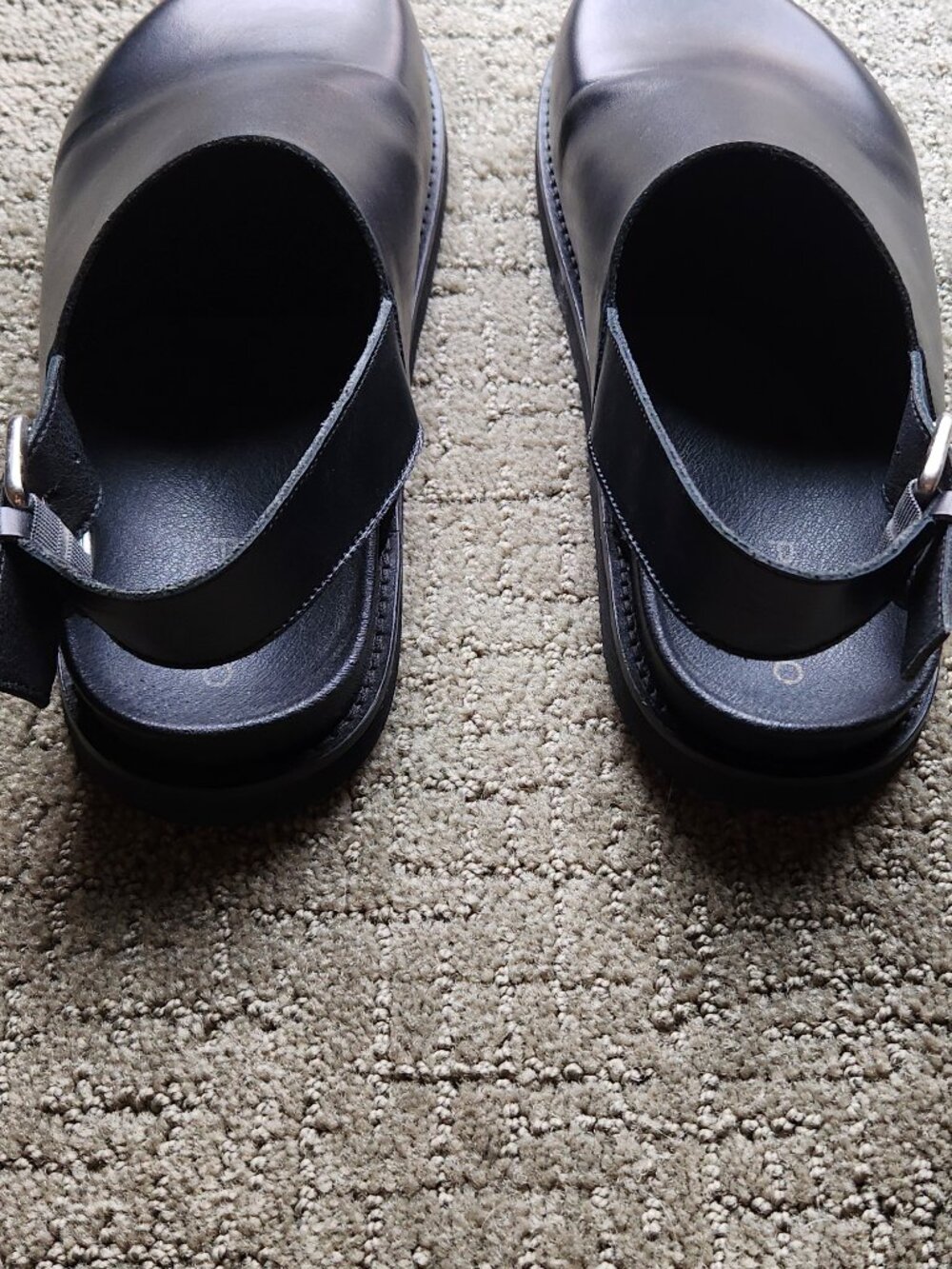 PILCRO ANTHROPOLOGIE Black Leather Slingback Buckle Mules Clogs Size 39 | 9 - Picture 7 of 8
